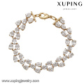 72003 Xuping 18k gold luxury chain bracelet designs for woman, colorful zircon jewellery cheap wholesale bracelet